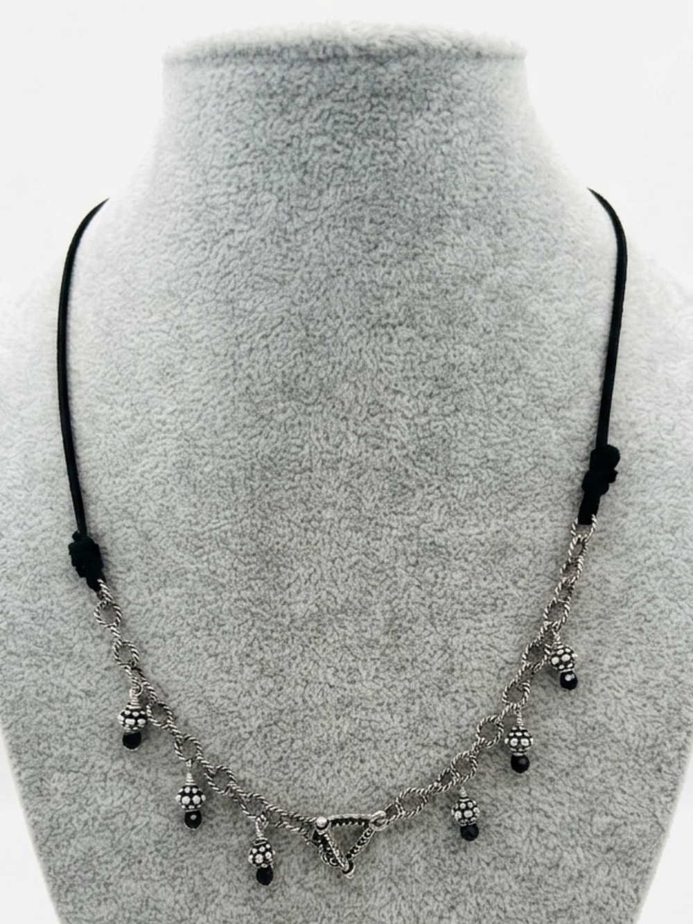 Sundance 925 Sterling Silver Chain Black Suede Necklace with Hanging Charms NEW